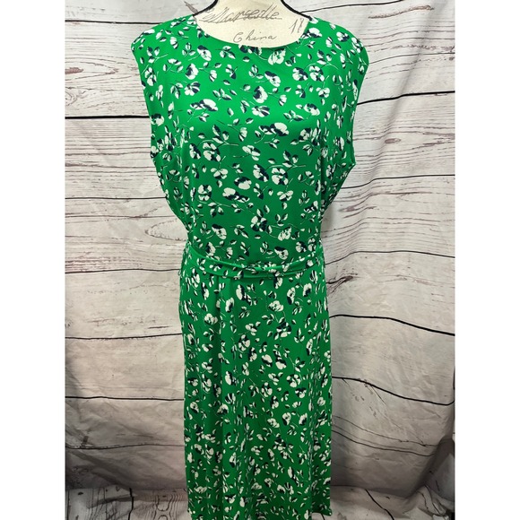 Lauren Ralph Lauren Dresses & Skirts - Lauren Ralph Lauren Womens Green Floral Belted Midi Dress Size 12